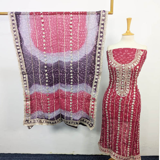 Bamber Chiffon With Chunnri And Gotta Work 2PC Unstitched