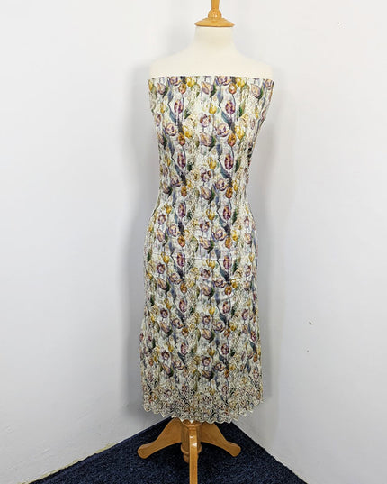 Fancy Embroidered Lawn With Chikankari CutWork