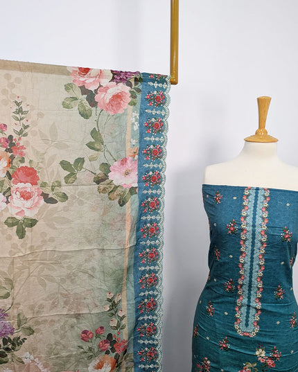 Fancy Embroidered Lawn With Chikankari CutWork