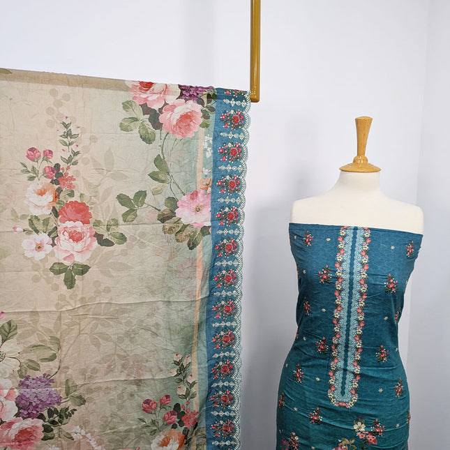 Fancy Embroidered Lawn With Chikankari CutWork