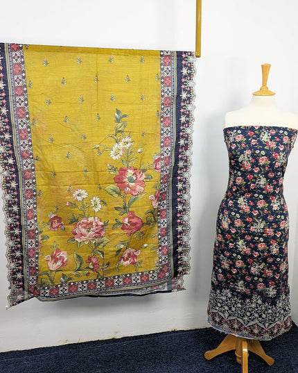 Fancy Embroidered Lawn With Chikankari CutWork