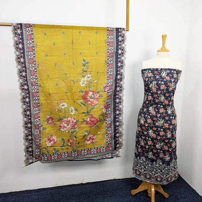 Fancy Embroidered Lawn With Chikankari CutWork