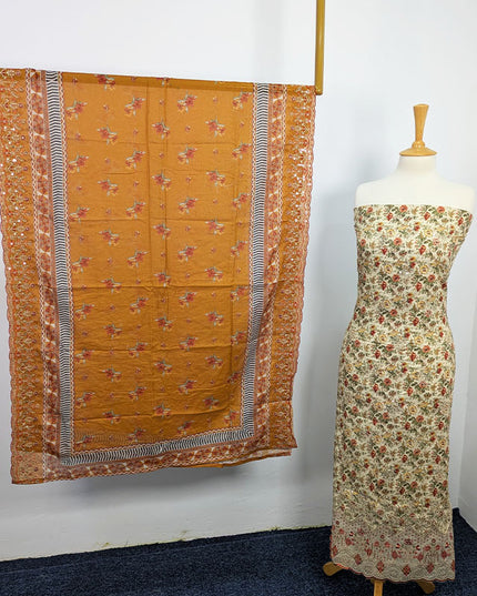 Fancy Embroidered Lawn With Chikankari CutWork