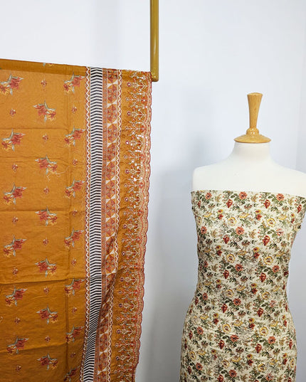 Fancy Embroidered Lawn With Chikankari CutWork