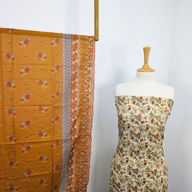 Fancy Embroidered Lawn With Chikankari CutWork