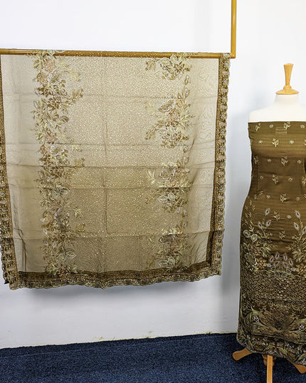 Embroidered Lawn With Organza Dupatta