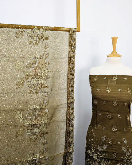 Embroidered Lawn With Organza Dupatta