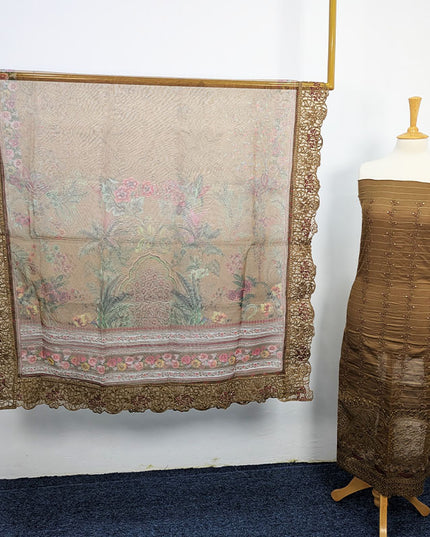 Embroidered Lawn With Organza Dupatta