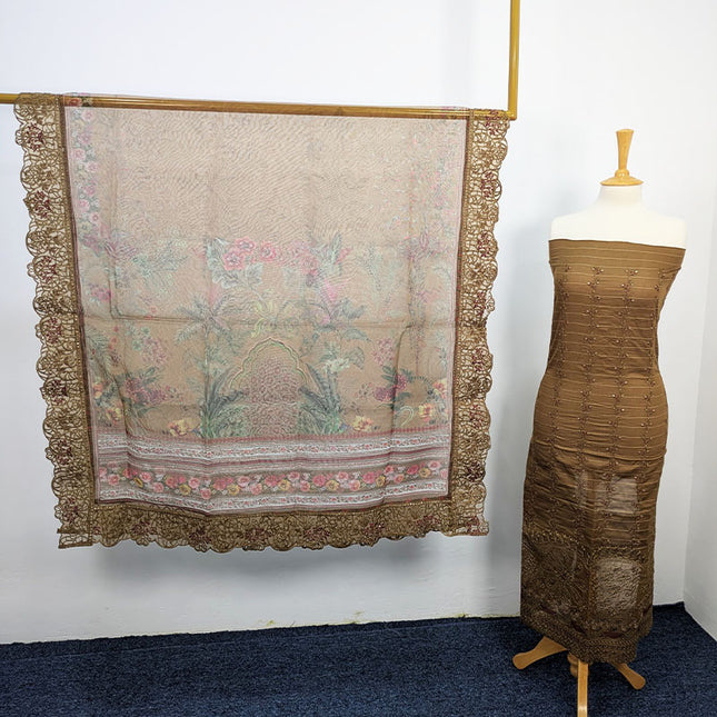 Embroidered Lawn With Organza Dupatta
