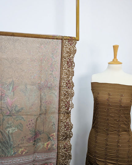 Embroidered Lawn With Organza Dupatta