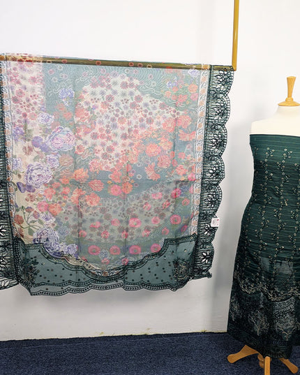 Embroidered Lawn With Organza Dupatta