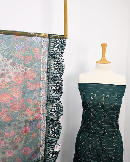 Embroidered Lawn With Organza Dupatta