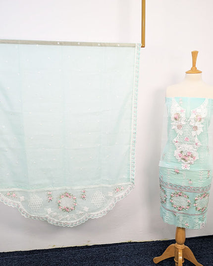 Embroidered Lawn With Khaadi Net Dupatta