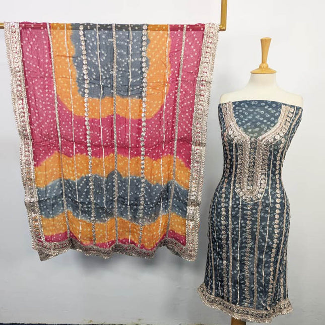 Bamber Chiffon With Chunnri And Gotta Work 2PC Unstitched