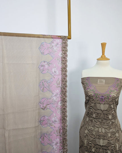 Embroidered Lawn With Khaadi Net Dupatta