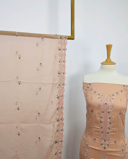 Embroidered + Tarkashi Lawn Shirt With Chiffon Dupatta