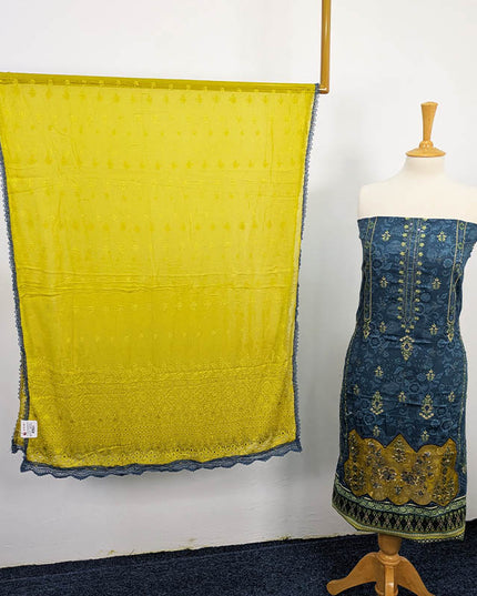 Embroidered Digital Printed Lawn With Chiffon Dupatta  3PC