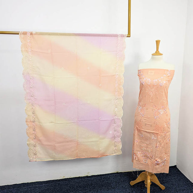 Luxury Embroidered Chikankari Embellishment Boring Bana Dora Lawn 3PC