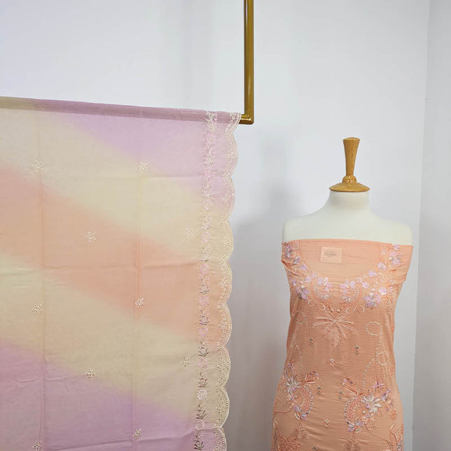 Luxury Embroidered Chikankari Embellishment Boring Bana Dora Lawn 3PC