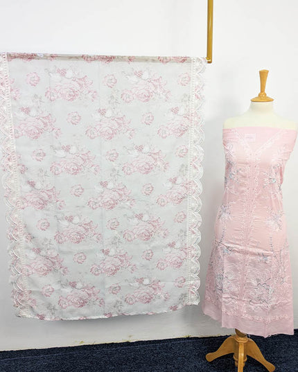 Luxury Embroidered Chikankari Embellishment Boring Bana Dora Lawn 3PC