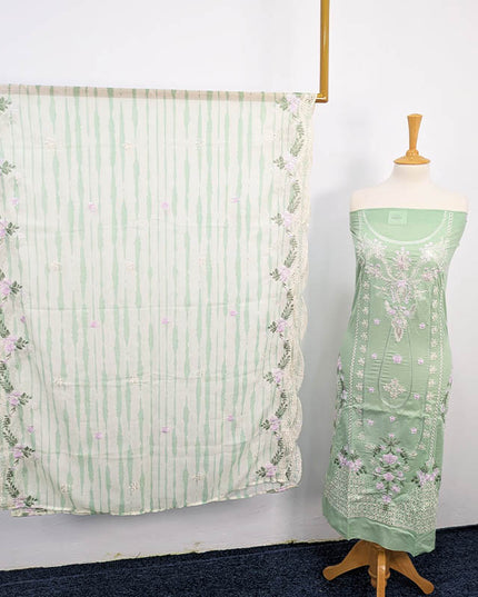 Luxury Embroidered Chikankari Embellishment Boring Bana Dora Lawn 3PC