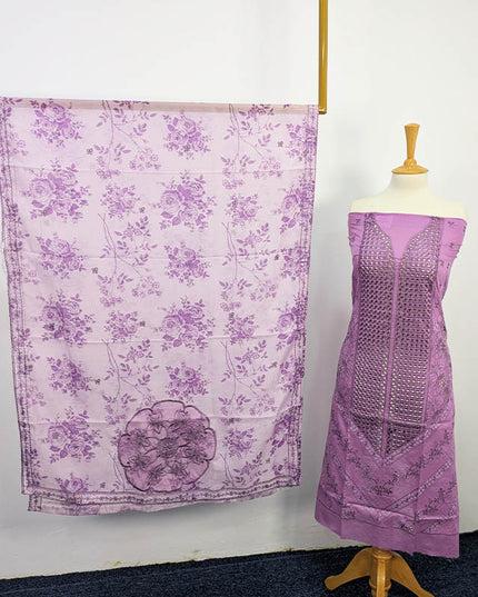 Luxury Embroidered Chikankari Embellishment Boring Bana Dora Lawn 3PC