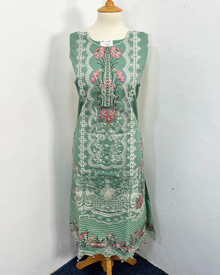 Embroidered Semi Stitched Lawn With Chiffon Dupatta 3PC Unstitched