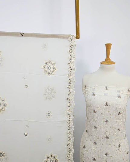 Fancy Embroidered Lawn With Chiffon Dupatta 3PC