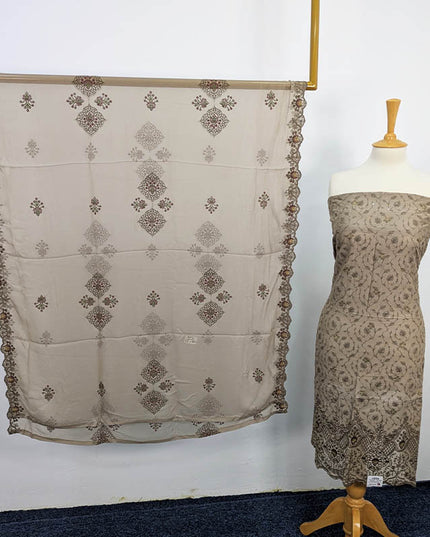 Fancy Embroidered Lawn With Chiffon Dupatta 3PC