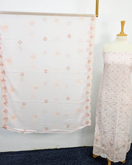 Fancy Embroidered Lawn With Chiffon Dupatta 3PC