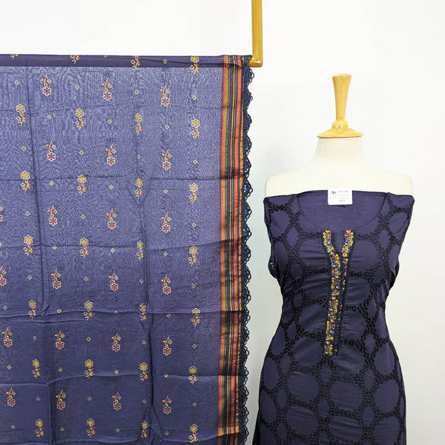 Semi-Stitched Chikankari Work Lawn 3Pc Unstitched