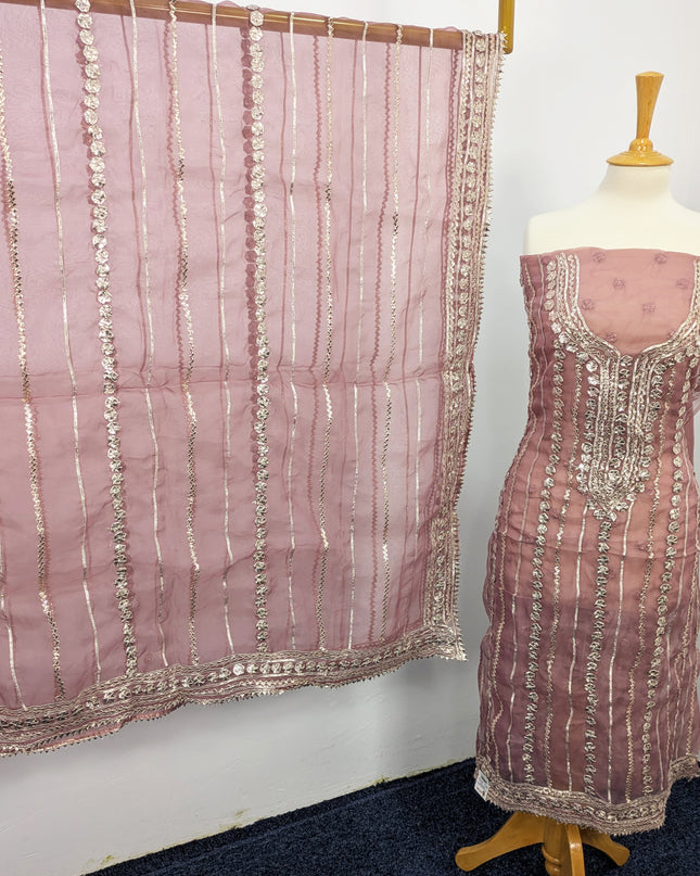 Organza  Handmade Gotta Work  Full Jaal Shirt & Dupatta