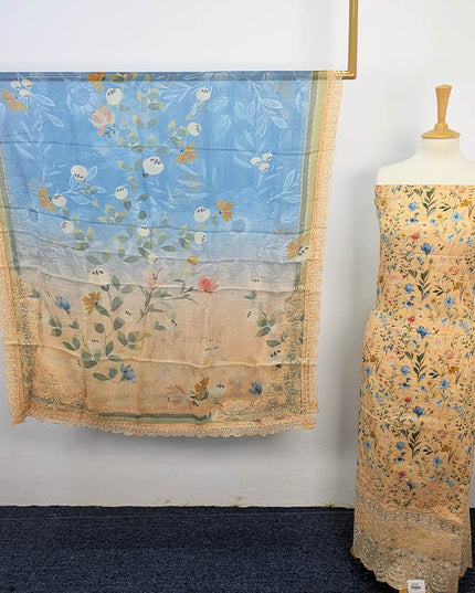 Printed Lawn With Chiffon Dupatta 3piece Unstitched