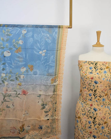 Printed Lawn With Chiffon Dupatta 3piece Unstitched