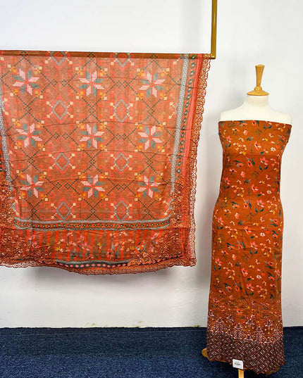 Printed Lawn With Chiffon Dupatta 3piece Unstitched