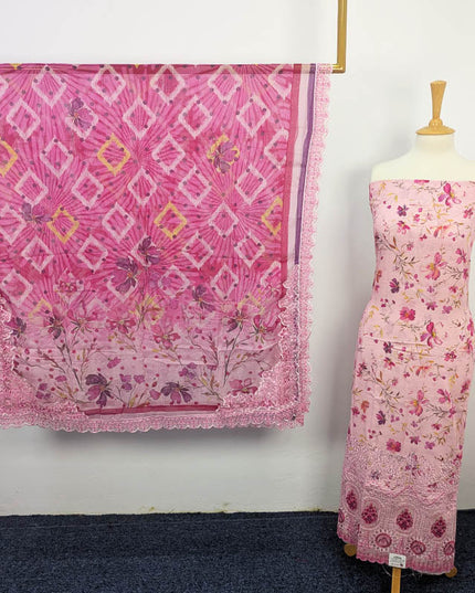 Printed Lawn With Chiffon Dupatta 3piece Unstitched