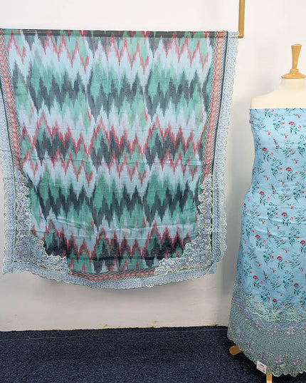 Printed Lawn With Chiffon Dupatta 3piece Unstitched