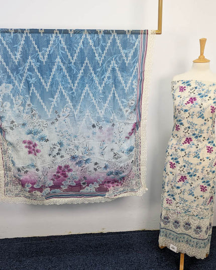 Printed Lawn With Chiffon Dupatta 3piece Unstitched