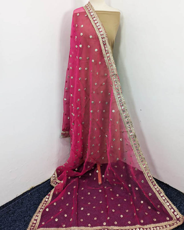 Fancy Handmade Gotta Work Organza Dupatta with 4 Sided Border
