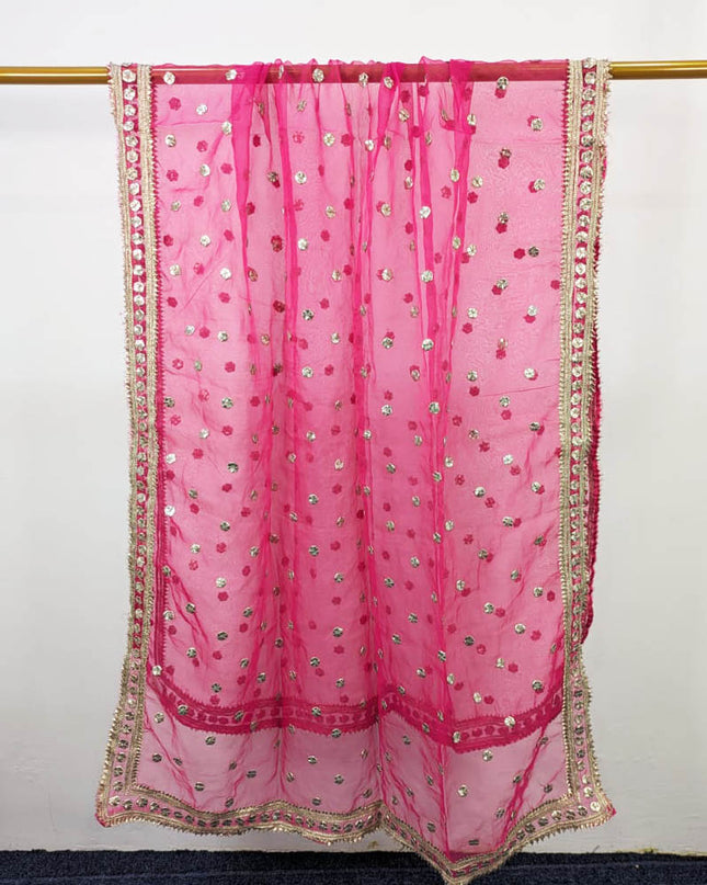 Fancy Handmade Gotta Work Organza Dupatta with 4 Sided Border
