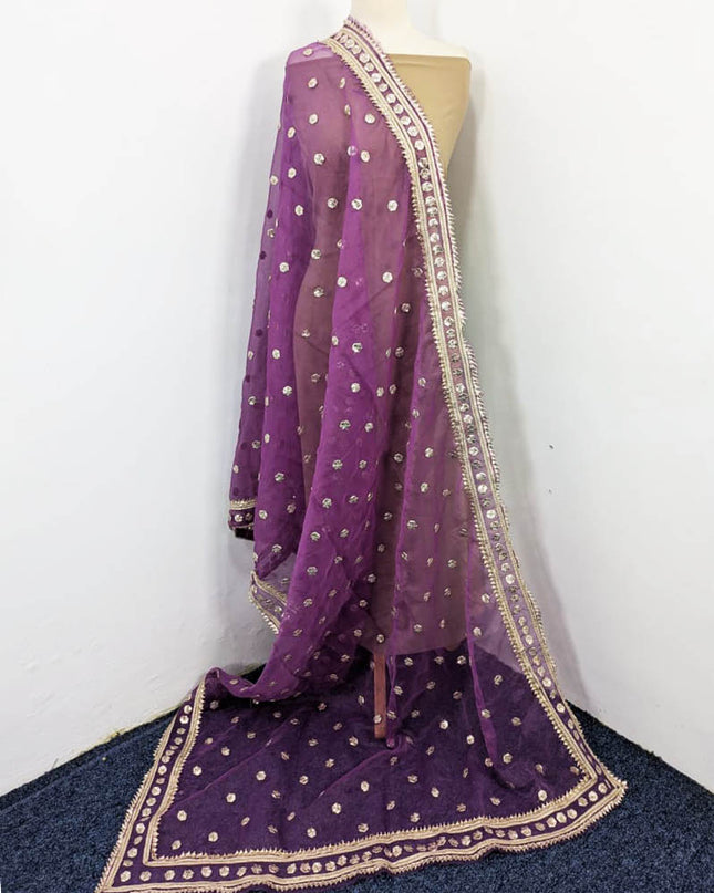 Fancy Handmade Gotta Work Organza Dupatta with 4 Sided Border