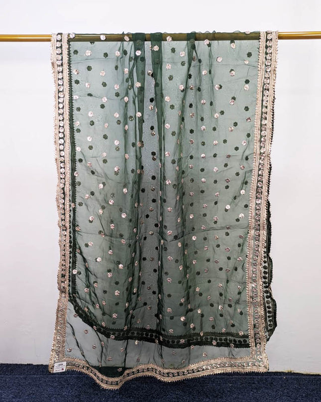 Fancy Handmade Gotta Work Organza Dupatta with 4 Sided Border