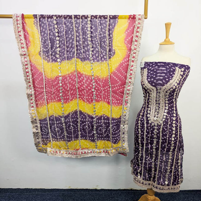 Bamber Chiffon With Chunnri And Gotta Work 2PC Unstitched