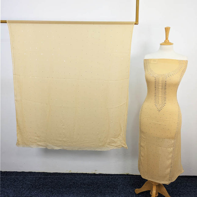 Handmade Mukesh Work Chiffon 2pc Unstitched