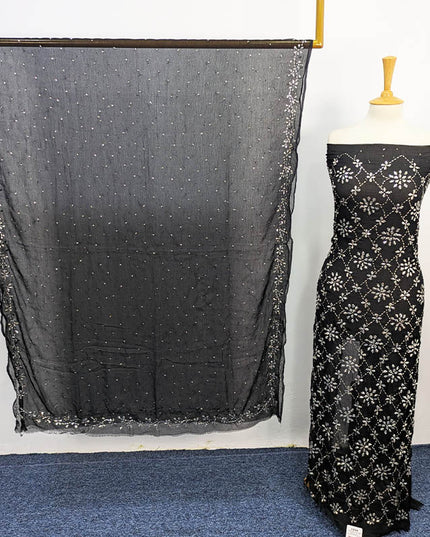 Handmade Mukesh Work Chiffon 2pc Unstitched
