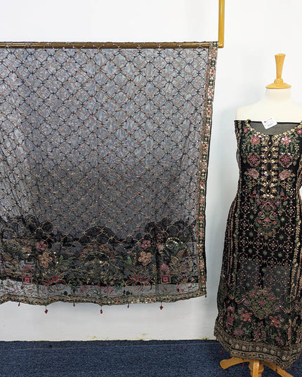3PC  Luxury Semi Stitched Embroidered Chiffon