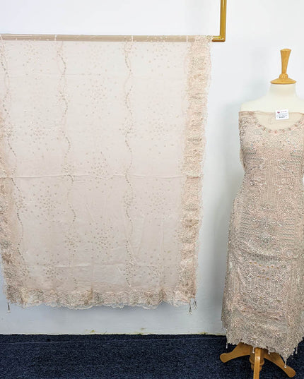3PC  Luxury Semi Stitched Embroidered Chiffon