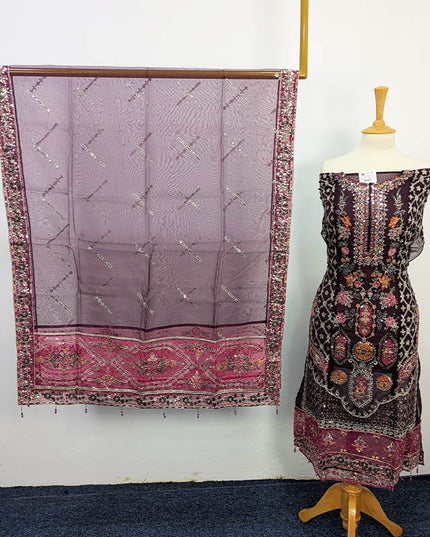 3PC  Luxury Semi Stitched Embroidered Chiffon