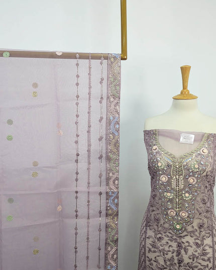 Organza With Sequence Embroidered Pulse Sitara Work