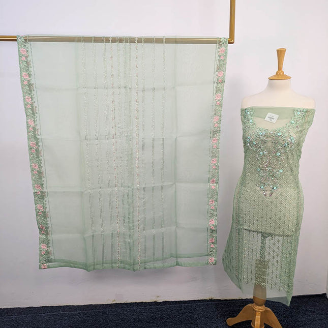 Organza With Sequence Embroidered Pulse Sitara Work